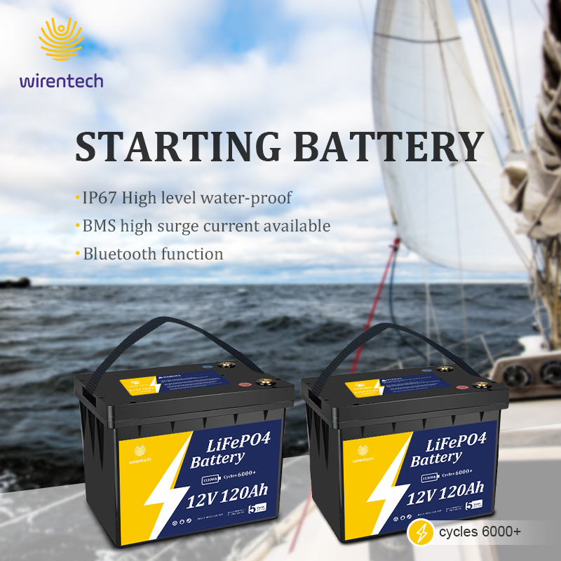 Batería de arranque de batería de fosfato de hierro y litio UL 12V 100Ah 120Ah 140Ah Batterie Solaire 200ah